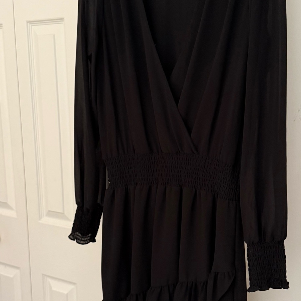 Michael Kors Elegant Black Long Sleeve Dress